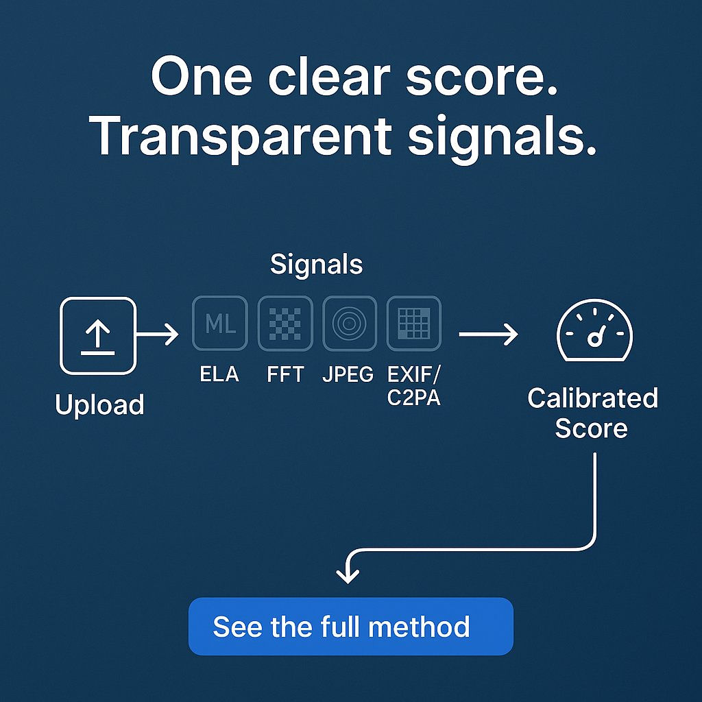 Calibration overview showing how detector scores and confidences blend into a final probability.