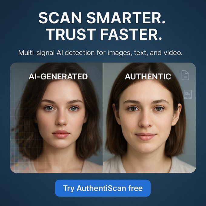 AuthentiScan comparing an AI image and a real image with interpretable cues.
